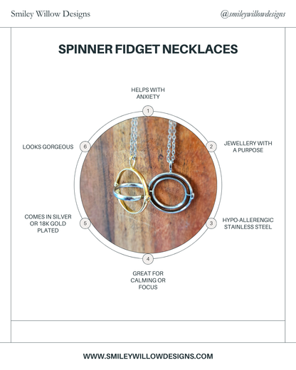 Gold/silver Stainless-steel Spinner Fidget Necklace