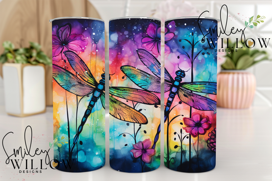 Neon Dragonfly 20oz tumbler